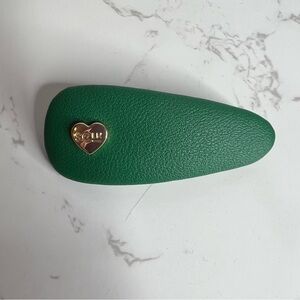 Stoney Clover Lane Vegan Leather green and gold barrette